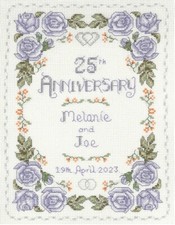 Silver Wedding Anniversary Rose Sampler - complete cross stitch kit on 14 aida