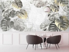 3D Gray Leaves B9004 Wallpaper Wall Mural Removable Self-adhesive Amy 24