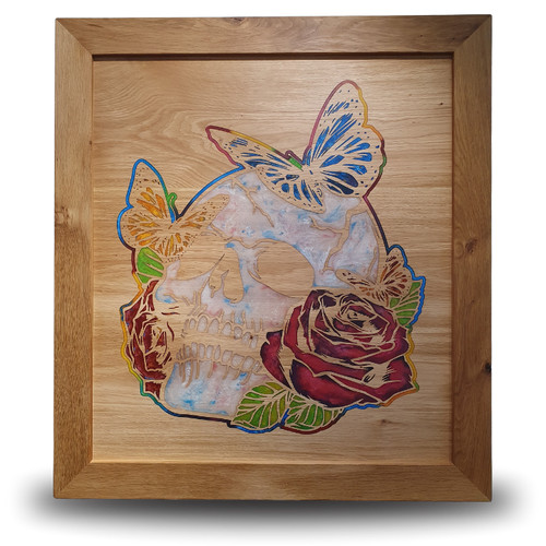 Skull roses oak - roses, resin