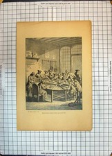 Antique Old Print Grand Bureau Poste Paris Sous Louis Xvi Men Table Meeting
