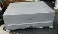 Vintage EMPTY Cutlery Canteen Box Wood With Drawer Painted Grey Upcycled