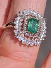 ZAMBIAN EMERALD AND WHITE ZIRCON 3.7CTS CERTIFIED. SIZE T/U IN 3.25g STERLING...
