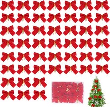 48PCS Christmas Tree Bows Red