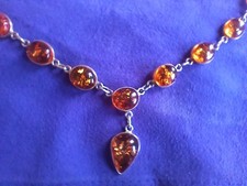 Necklace 925 silver and amber