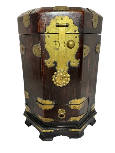 Antique asian octagonal wooden - antique,