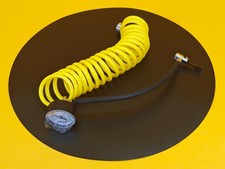 Air Compressor Pressure Gauge, Inflator Hose Connector & Recoil Hose Assembly