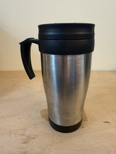 Stainless Steel Thermal Travel Mug Black Lid & Handle Reusable Coffee Cup