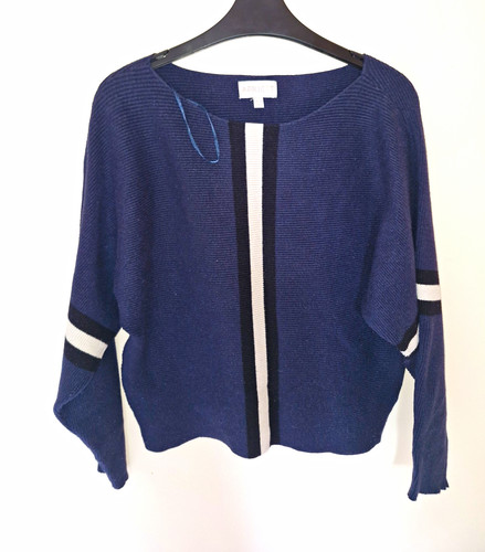 Apricot navy stripe - navy, knit