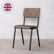 GREEN LEATHER DINING CHAIR