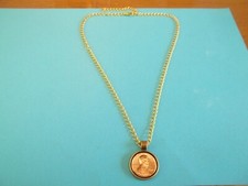 ONE CENT - U.S.A. LINCOLN BRONZE CASED & GOLD CURB CHAIN NECKLACE - 1930 to 1982