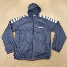 Adidas Mens Jacket Large Blue Navy Windbreaker Originals Trefoil Liam SST Rain