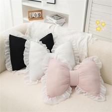 Lace Bowknot Throw Pillow Pink Bow Cushion for Sofa Bed Decor UK