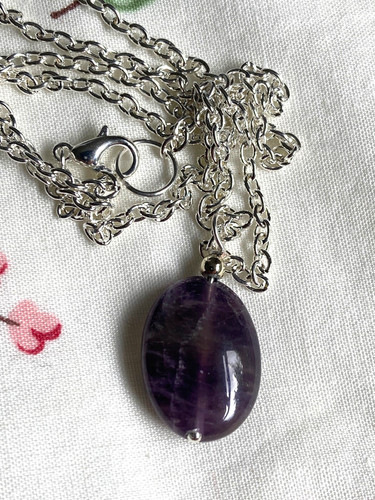 Amethyst 18x13mm oval pendant - amethyst,