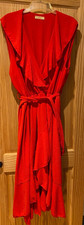 MADE IN ITALY BY K RED DIP FRILL HEM& NECKLINE FESTIVE PARTY MIDI DRESS SIZE 20
