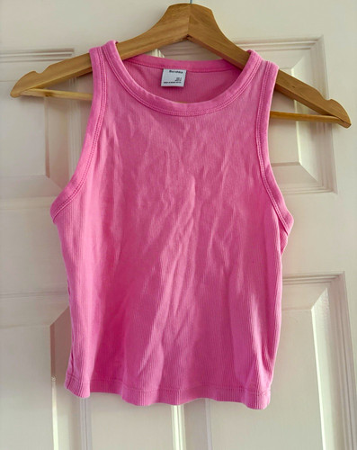 Bershka pink solid ribbed - solid, knit