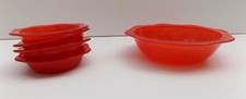 PYREX RED LARGE BOWL & FOUR