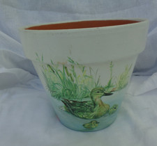 Beautiful  hand painted decorative Duck planter, Ducklings flowerpot