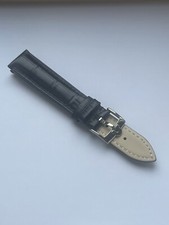 Beautiful 18mm FOR OMEGA Black Leather Strap Bracelet & Stainless Steel Buckle