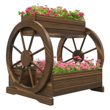 Outsunny Wooden Wagon Planter