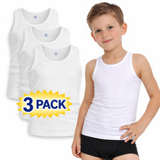 3X Kids Boys White Vest 100%