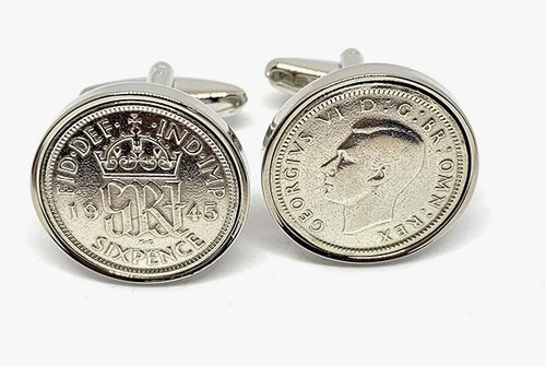 1945 lucky sixpence cufflinks - sixpence,