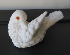 Vintage Handmade White Stone Turtle Dove Figurine - 13 cm Long