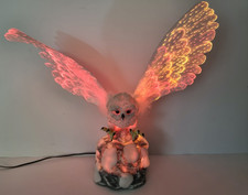 Vintage Glowing Flying Owl On a Rock Light 90's Multi Coloured Night Light