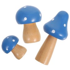 3pcs Mini Wooden Mushroom Figurines Cute Statues for Lawn Garden Plant Pots