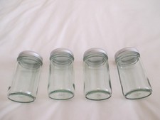 4x Glass 2.5oz Small Jars: Herbs Spices Seeds Sample Jars approx 75ml 6cm x 4cm