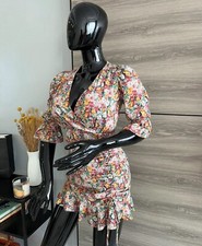 Floral Ruffle Dress Wrap Neck flower dress