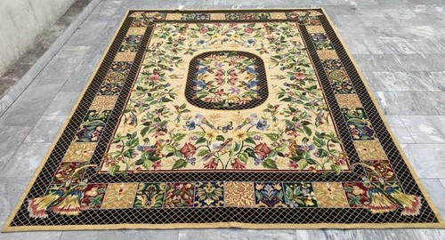 9x7 vintage aubusson floral - aubusson,
