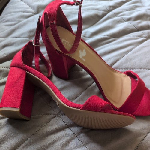 Red faux suede shoes - suede,