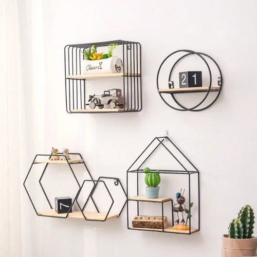 Iron wood floating shelf wall - iron,