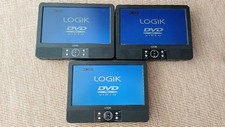 3 x LOGIK L9DUALM12 Portable DVD Players, with car/plug power cables