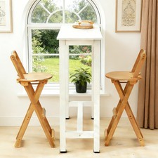 2PCS Bar Stool Foldable Bamboo