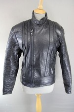 FRANK THOMAS RAWHIDE BLACK STEERHIDE LEATHER BIKER JACKET 34-36 INCH
