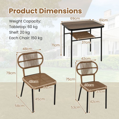 Patio dinette set - 3, pc