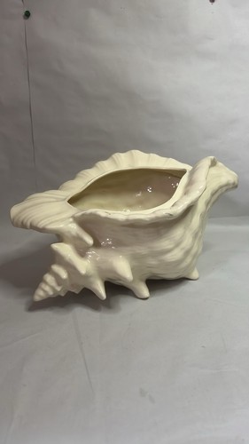 Vintage cream ceramic conch - ceramic,