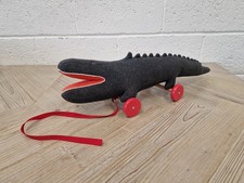 Trousselier Pull Along Dinosaur Toy – Grey Soft Plush on Wheels