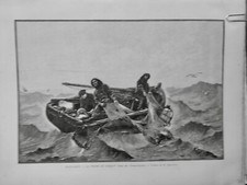 1891 Fishing Fisherman Trawl Net Painting Gaff 1 Old Newspaper