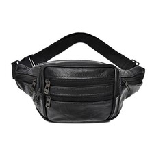 Leather bum bag - leather, black