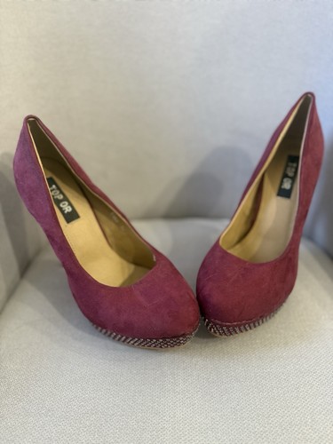Women burgundy suede effect - suede,