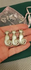 Pewter JJ Jonette 3 Cat Broach..30 Yrs Old..good Condition See Photos..