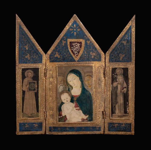 Italian triptych madonna child - triptych,