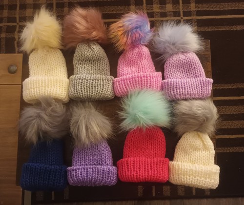Hand knitted dolls hats - knitted,