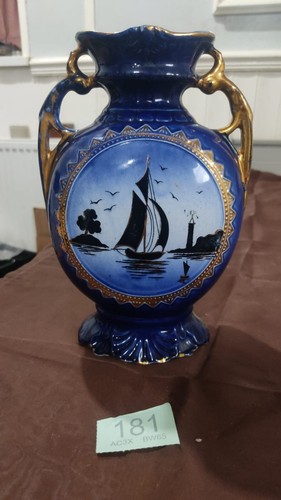 Large cobalt blue gold vase - cobalt,