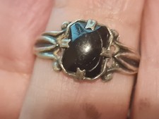 silver black stone ring