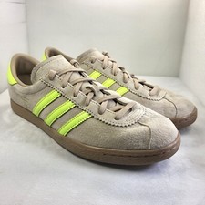 ADIDAS Stadt Mens Trainers Suede Beige Neon Yellow UK10 (X66)