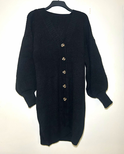 Women black knit crew - knit,