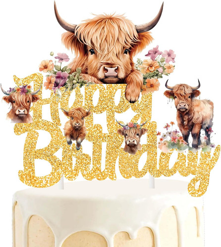 Gold glitter highland cow - glitter,